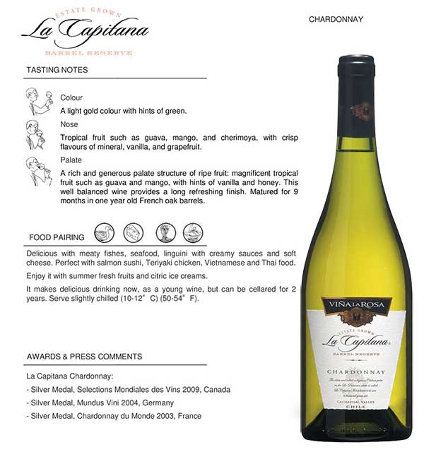 Ruou Vang La Capitana Chardonnay 2